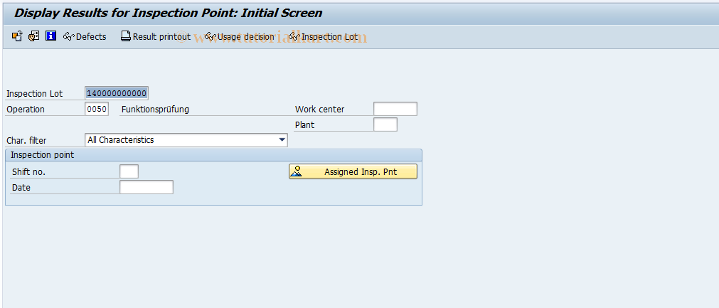 SAP TCode QE13 - Display results for inspection point