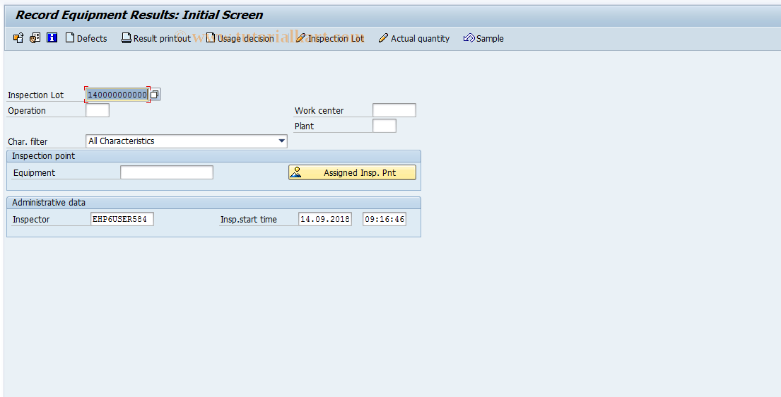 SAP TCode QE17 - Record results for equipment