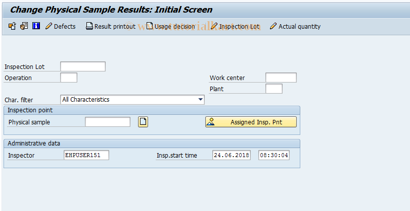 SAP TCode QE24 - Change results for physical sample