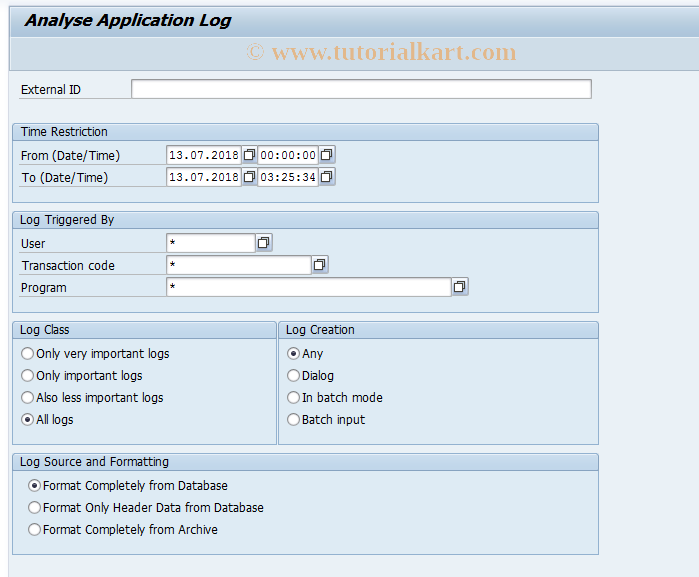 SAP TCode QEI1 - Displaying QM Interfaces Application Log