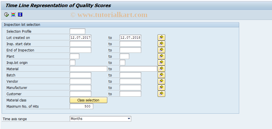 SAP TCode QGA1 - Display quality score time line