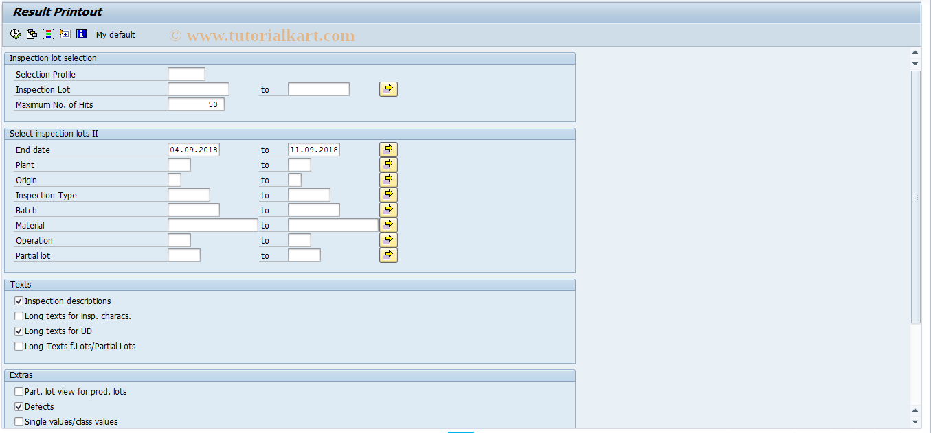 SAP TCode QGA3 - Print inspection results