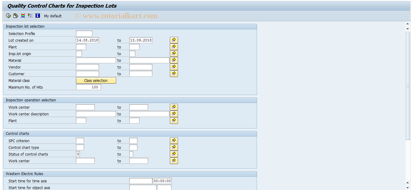 SAP TCode QGC1 - Qual. control charts for inspection lots