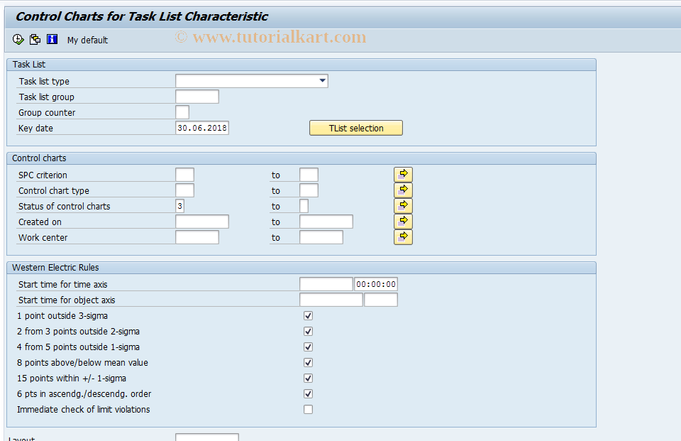 SAP TCode QGC2 - Control charts for task list characteristic 