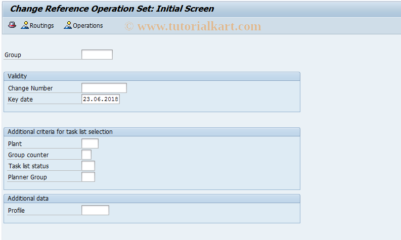 SAP TCode QP12 - Change reference operation set