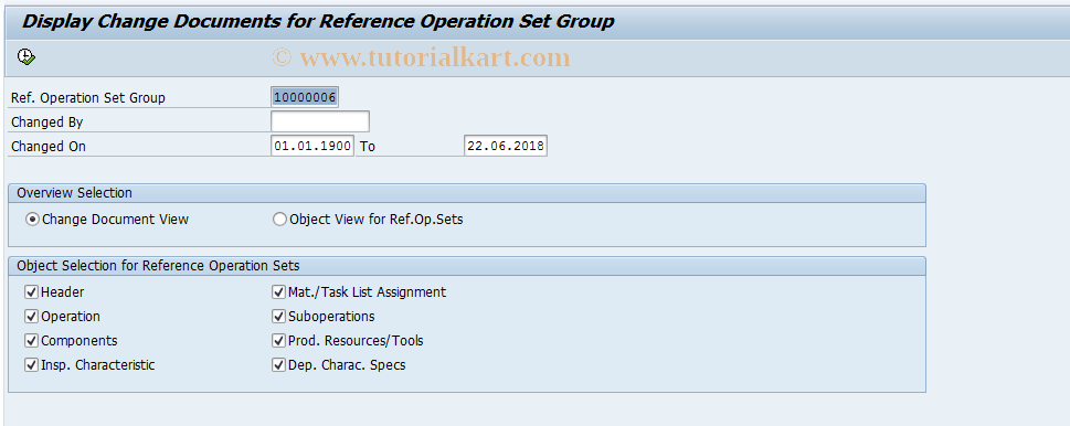 SAP TCode QP62 - Change documents ref.operation sets
