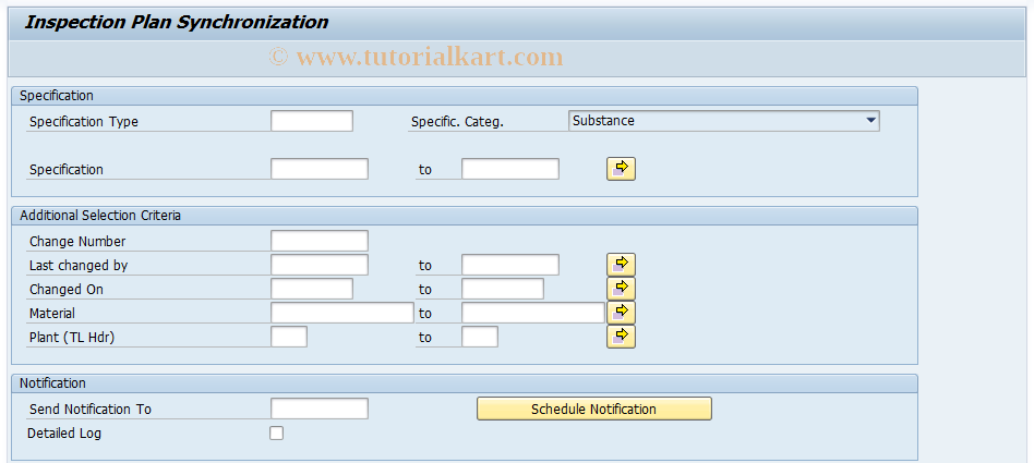 SAP TCode QPCG -  Synchronization Insp. Plan from External Source