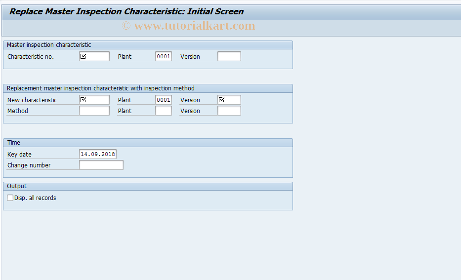 SAP TCode QS27 - Replace master inspection characteristic
