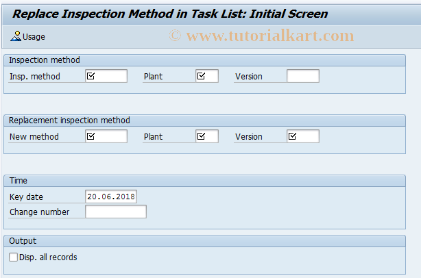 SAP TCode QS37 - Central replacement of methods
