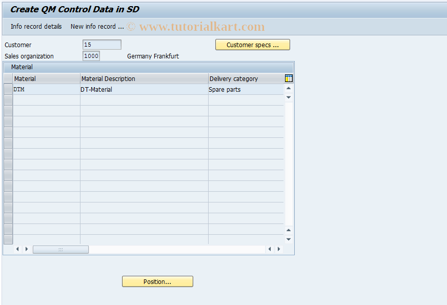 SAP TCode QV51 - Create control for QM in SD