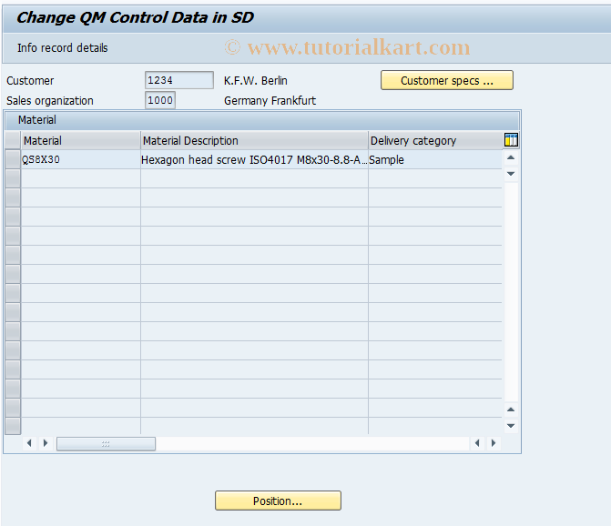 SAP TCode QV52 - Change control for QM in SD