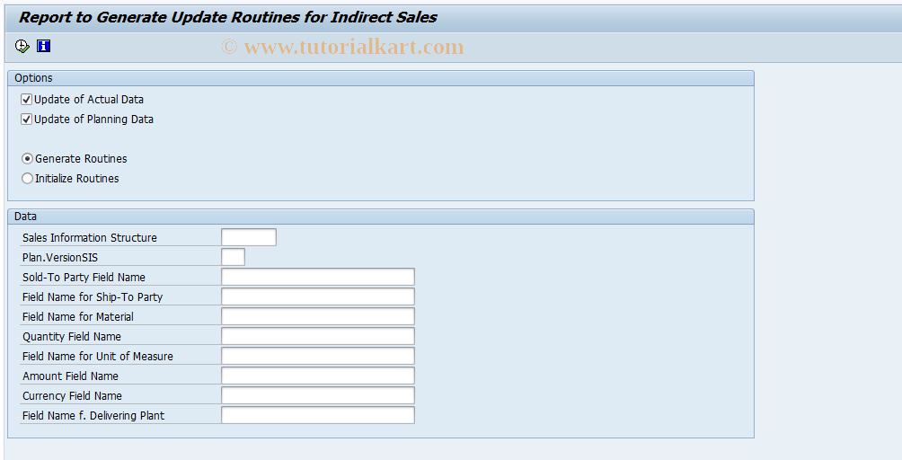 SAP TCode RBT_ENH_GEN - Generation of the Update