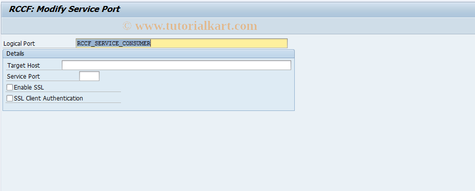 SAP TCode RCC_COM_SERVICE_MOD - RCCF Modify Service Port