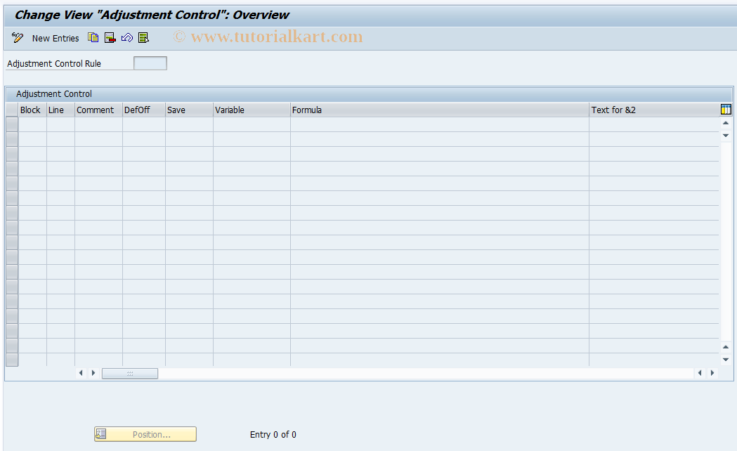 SAP TCode REAJADJMCONTROL - Adjustment Control