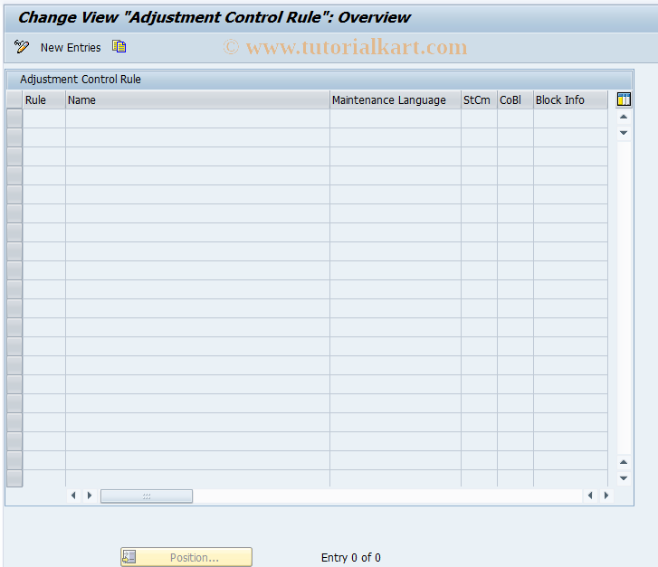 SAP TCode REAJADJMCTRLRULE - Adjustment Control Rule