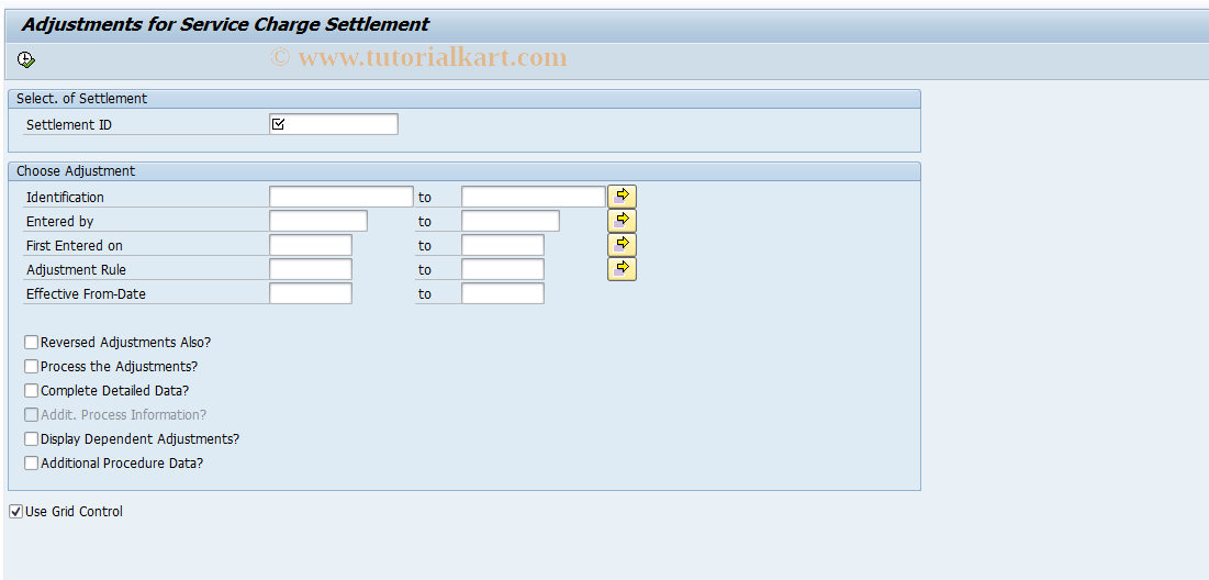 SAP TCode REAJAHSCSE - Service Charge Settlemt Adjustments