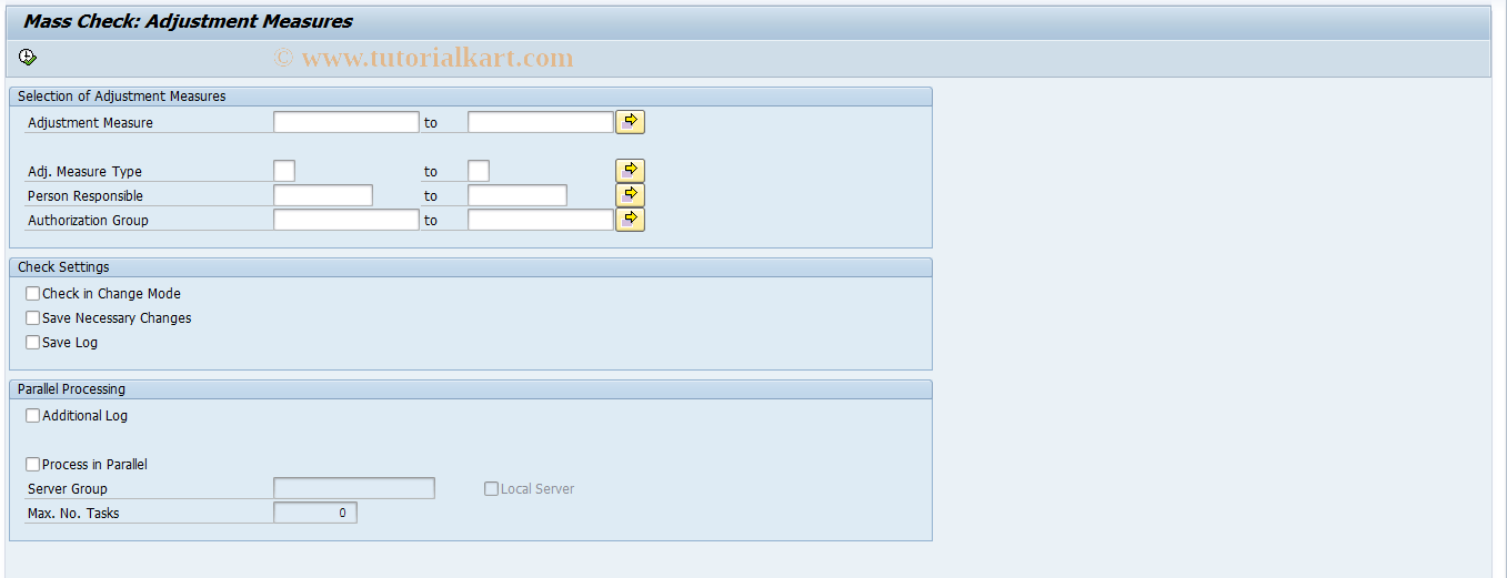 SAP TCode REAJATCHECK - Mass Check: Adjustment Measures