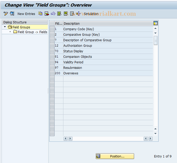 SAP TCode REAJCG0002 - CG: Field Groups