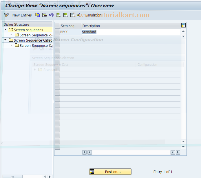 SAP TCode REAJCG0006 - CG: Screen Sequences