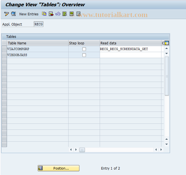 SAP TCode REAJCG0016 - CG: Tables