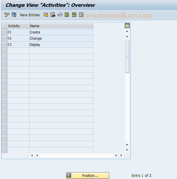 SAP TCode REAJCG0018 - CG: Activities