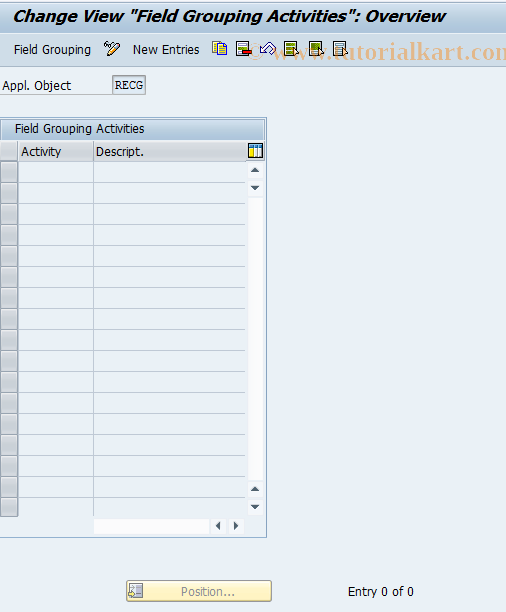 SAP TCode REAJCG0019 - CG: Feldmod. per Activity (Control)