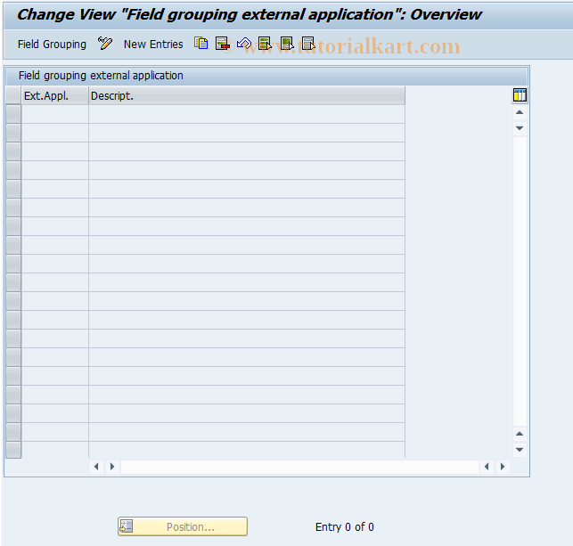 SAP TCode REAJCG0105 - CG: Field Mod. per External  Application