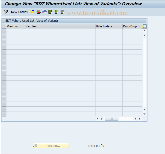 SAP TCode REAJCG0107 - CG: Where-Used List: Views