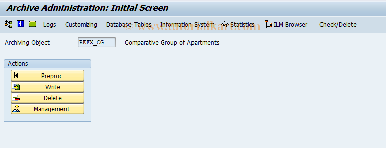 SAP TCode REAJCGAR - Archive Comparative Groups