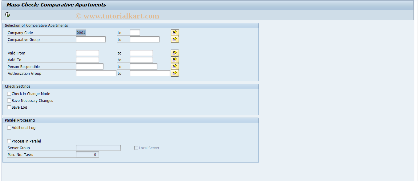 SAP TCode REAJCGCHECK - Mass Check: Comparative Apartments