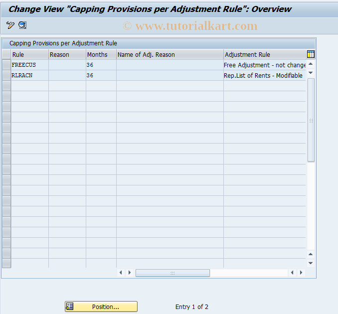 SAP TCode REAJMAXINC - Adjustment Rule Capping Provisions