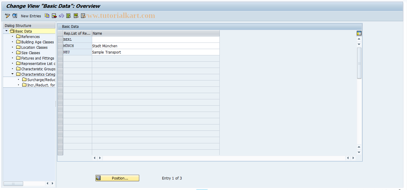 SAP TCode REAJRLRAVC - Maintenance of Rep. List of Rents