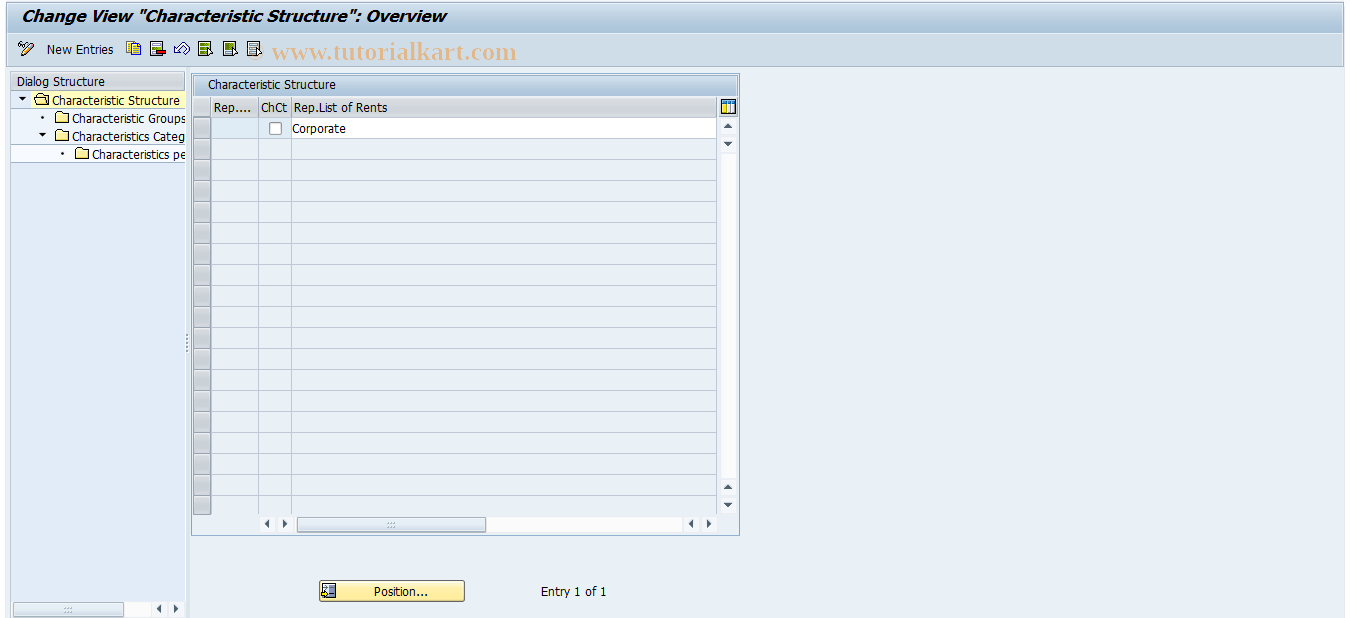 SAP TCode REAJRLRAVCST - Structure Maintenance  for Fixt./Fittings