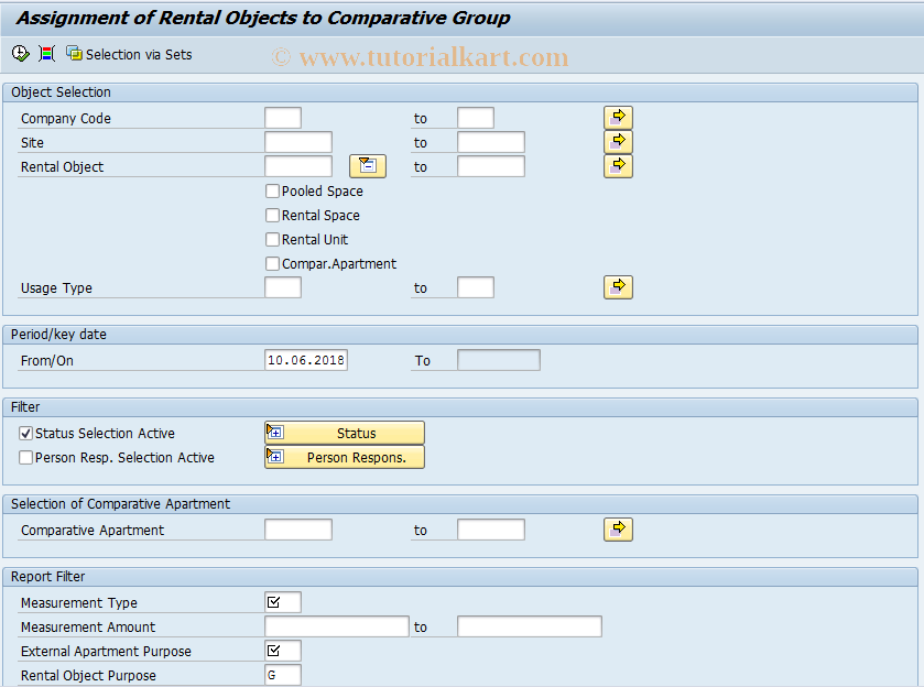 SAP TCode REAJROCG - Assignment to Comparative Group