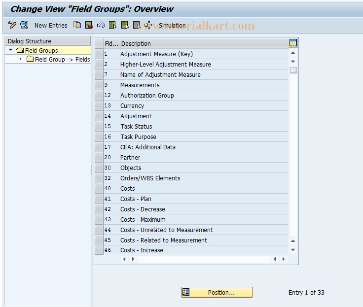 SAP TCode REAT0002 - AM: Field Groups