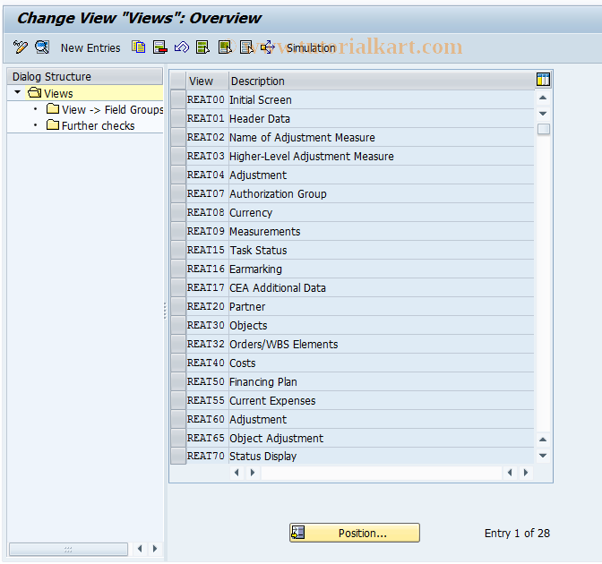 SAP TCode REAT0003 - AM: Views