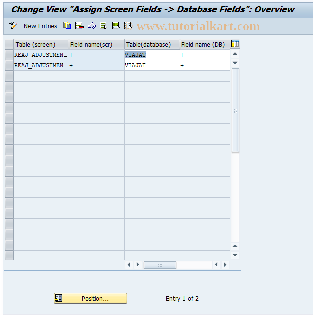 SAP TCode REAT0011 - AM: Assignment Scrn Field->DB Field