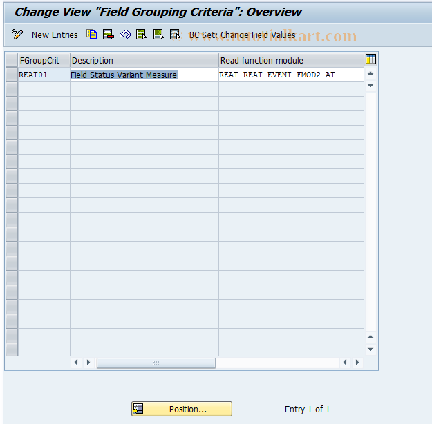 SAP TCode REAT0012 - AM: Field Modification Criteria