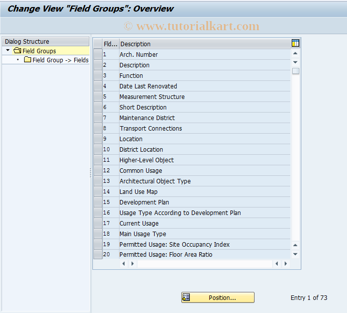 SAP TCode REBDAO0002 - AO: Field Groups