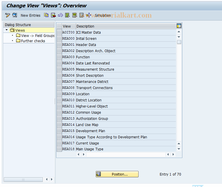 SAP TCode REBDAO0003 - AO: Views