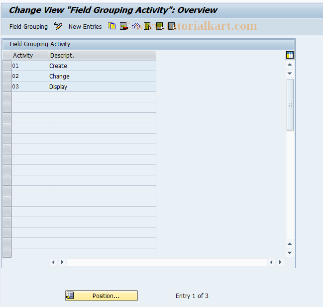 SAP TCode REBDAO0100 - AO: Field Modification per Activity