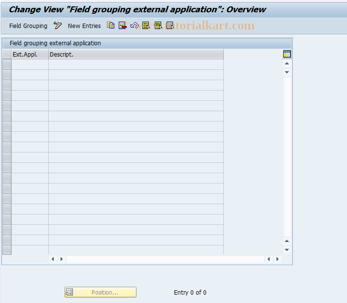 SAP TCode REBDAO0105 - AO: Field Grouping per External  Appl.