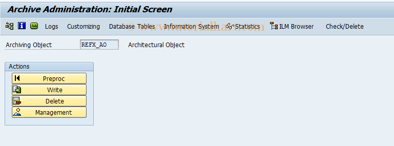 SAP TCode REBDAOAR - Archive Architectural Objects