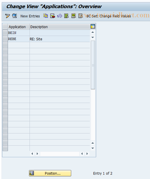 SAP TCode REBDBE0001 - BE: Applications