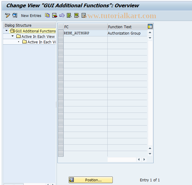 SAP TCode REBDBE0009 - BE: Additional GUI Functions