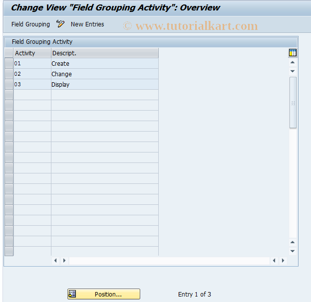 SAP TCode REBDBE0100 - BE: Field Modification per Activity