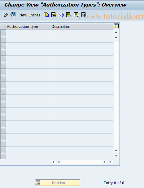 SAP TCode REBDBE0102 - BE: Authorization Types