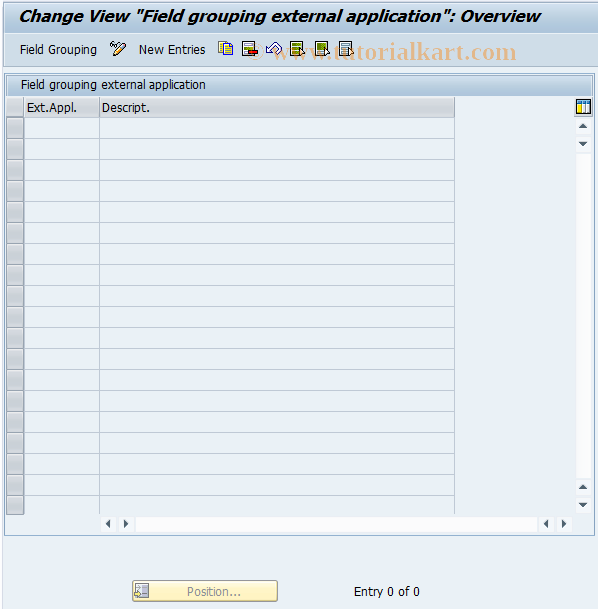 SAP TCode REBDBE0105 - BE: Field Modif per External Applic.