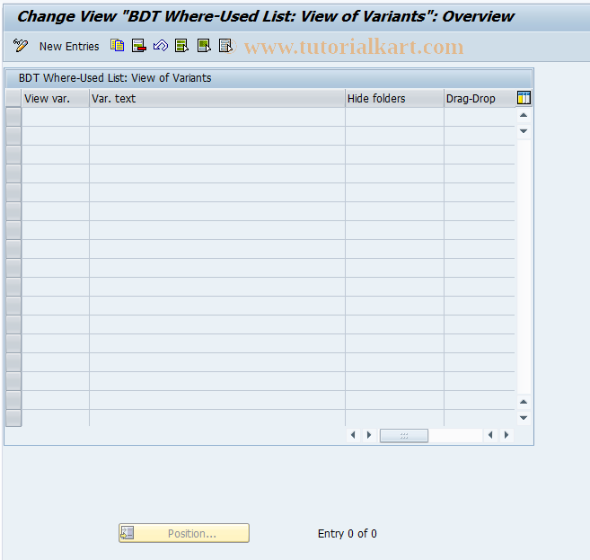 SAP TCode REBDBE0107 - BE: Where-Used List: Views