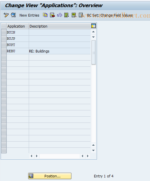 SAP TCode REBDBU0001 - BU: Applications